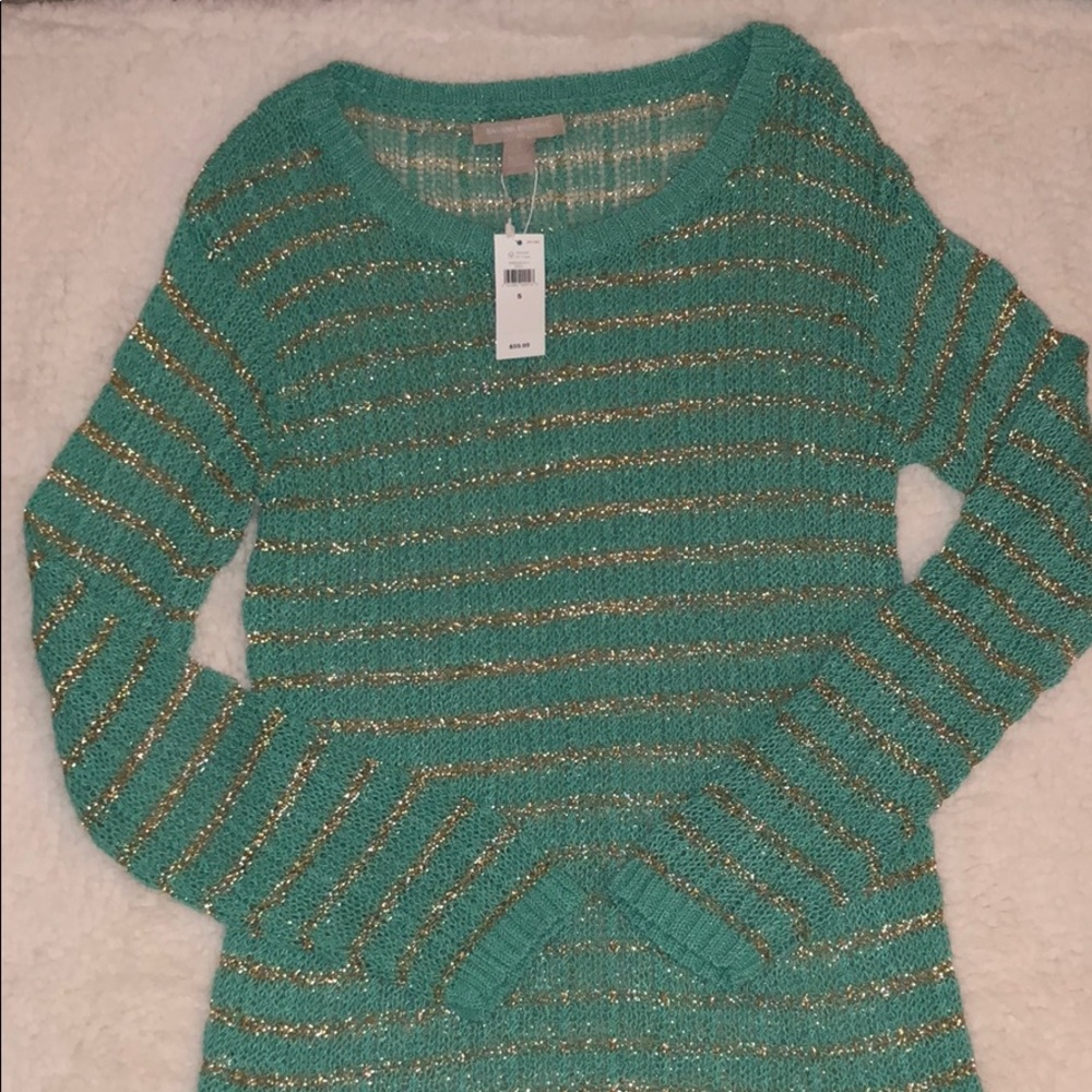 Brand NWT Banana Republic teal and gold S sweater!